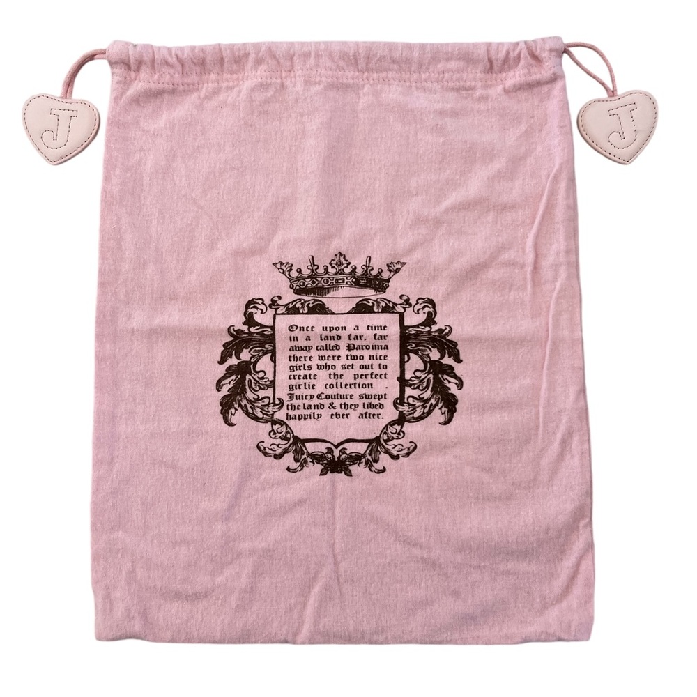 Vintage Pink Juicy Couture Draw String Storage Dust Bag Leather Hearts - Picture 2 of 9